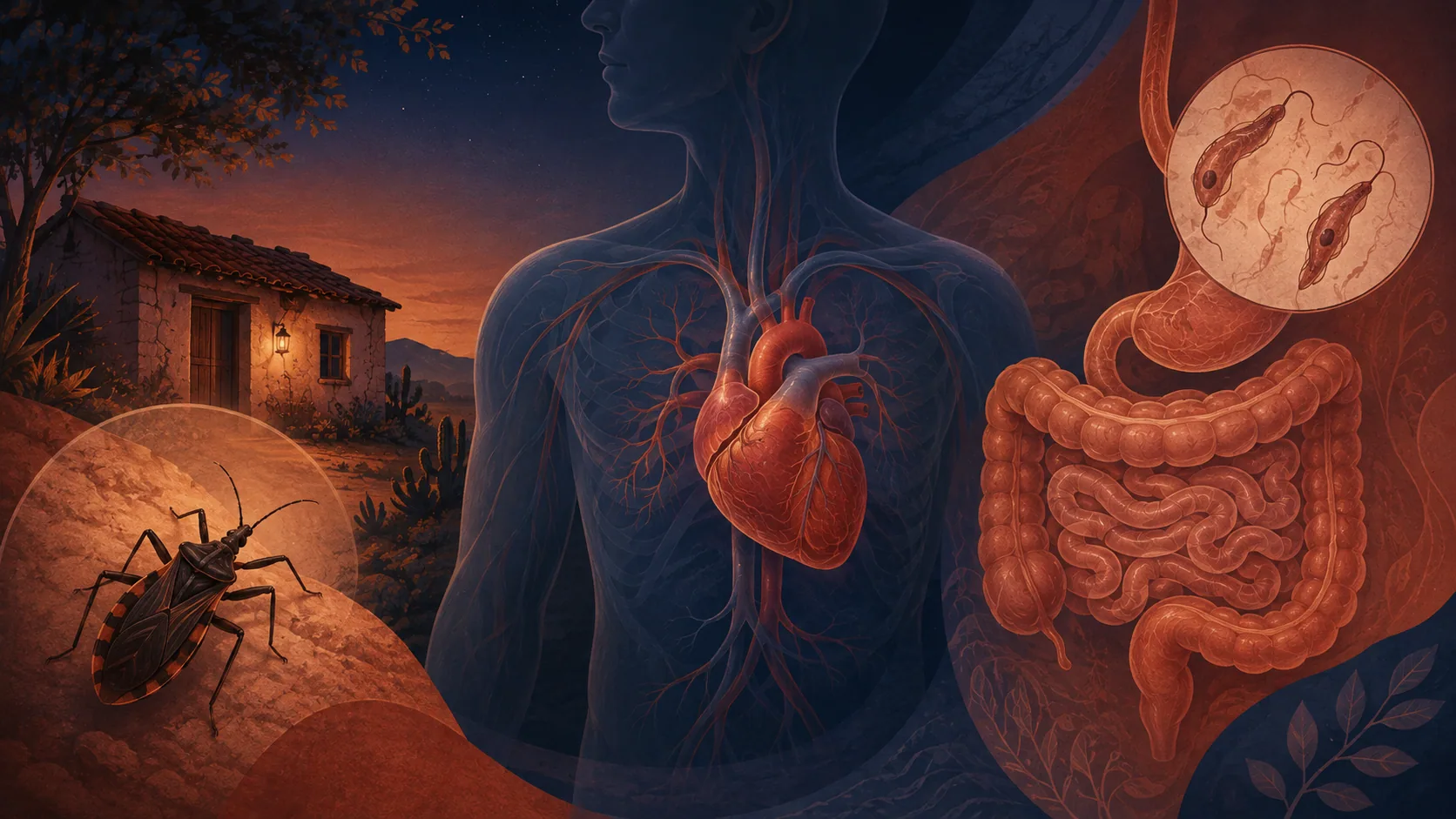 Ilustração editorial sobre doença de Chagas