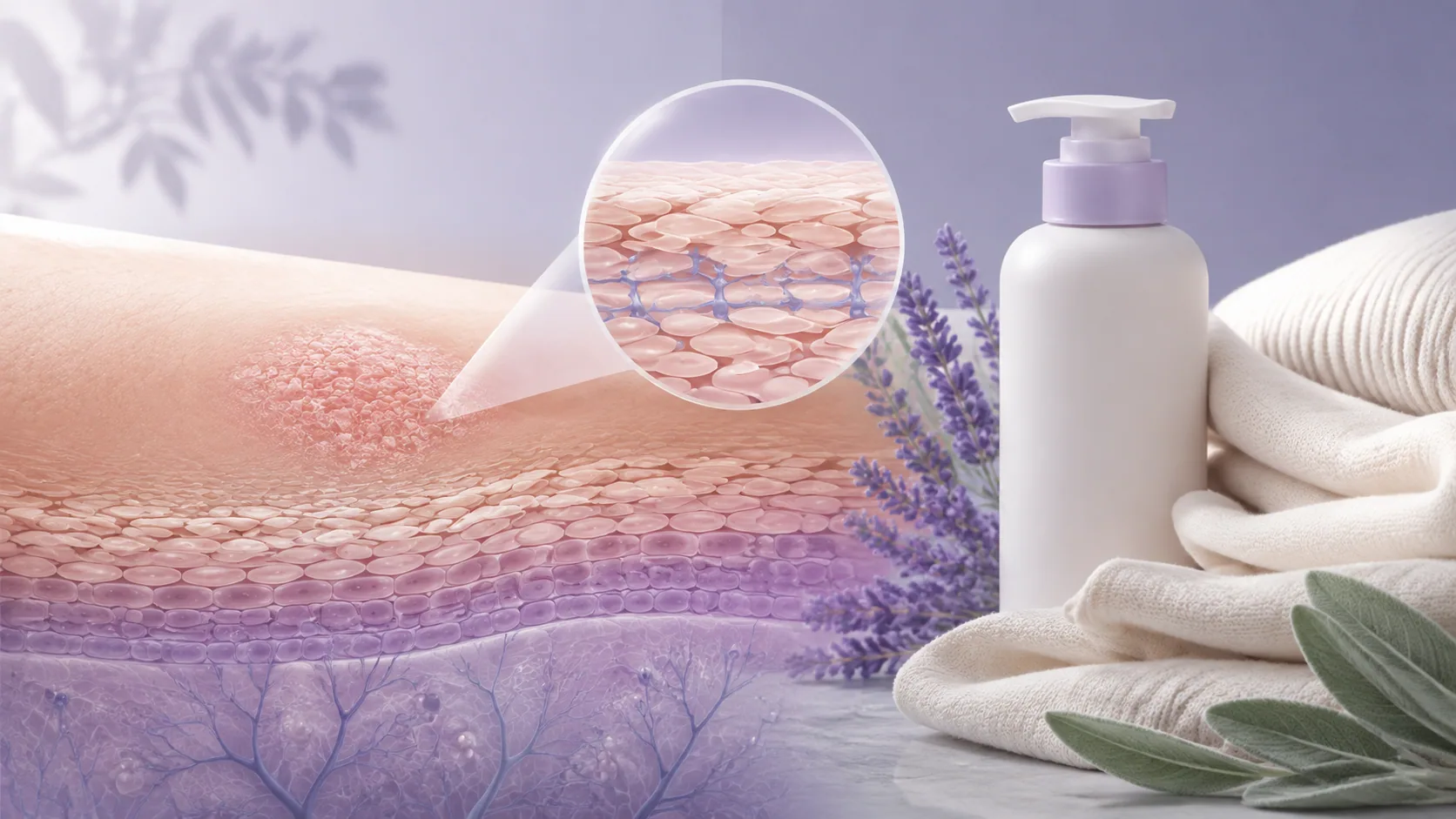 Ilustração editorial sobre dermatite atópica