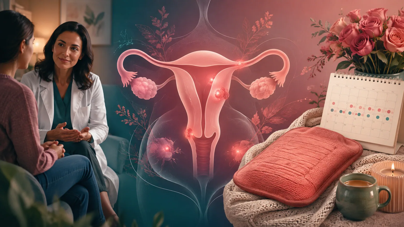 Ilustração editorial sobre endometriose