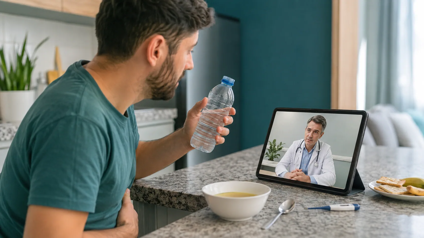Imagem editorial sobre É possível avaliar virose em uma consulta médica online?